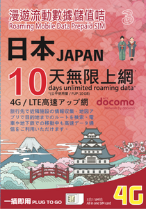 3HK Japan Docomo 10 Days Unlimited Data