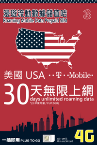 3HK USA 30 Days Unlimited Data